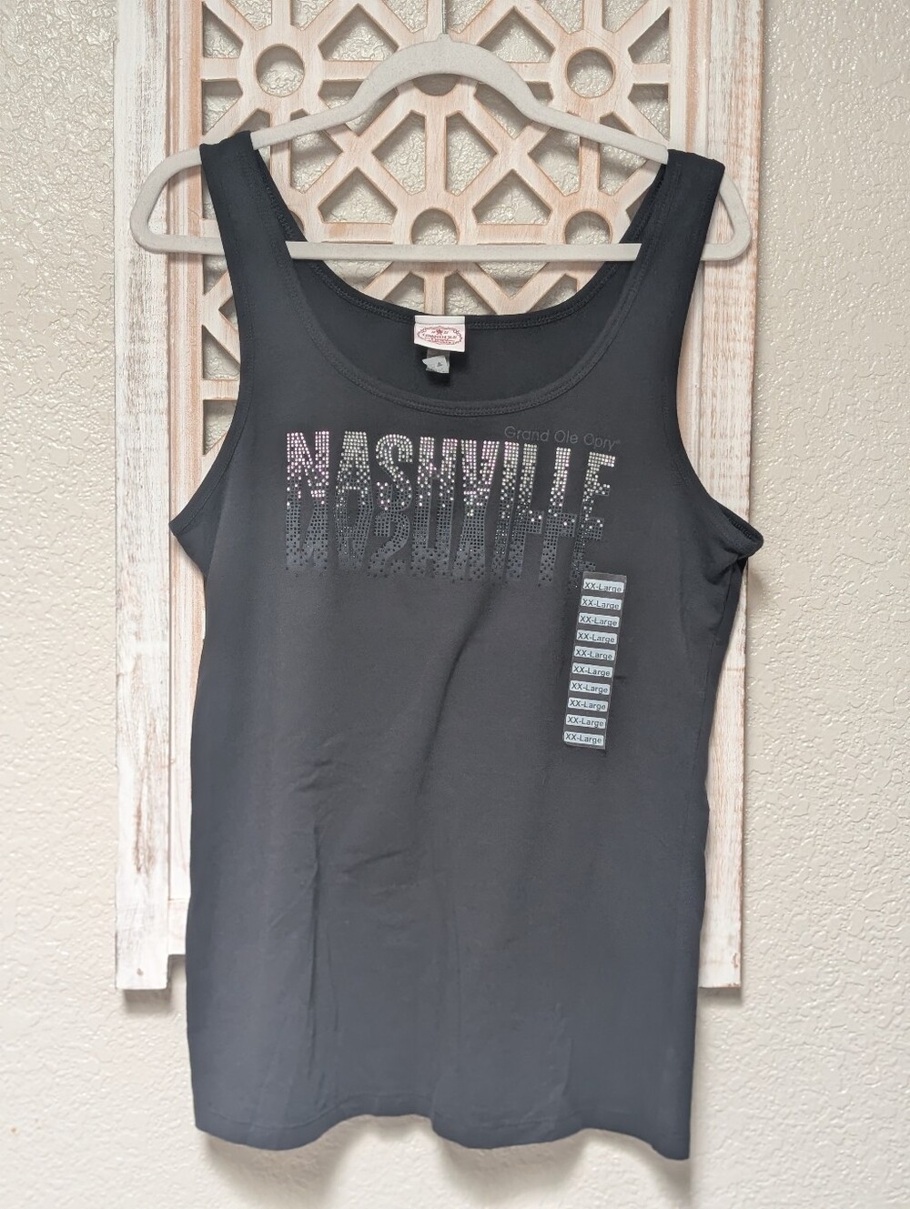 New Grand Ole Oprey Nashville black tank top women's XXL rhinestones Western